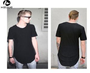 Uitgebreide T -shirt Heren Fishtail Multi -mold gebogen zoom zij zijkant zipper korte mouw longline hiphop west -T -stukken tops voor male54576699175160