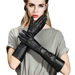 Écran tactile étendu gants de la peau de mouton de 50 cm de couverture de bras pour les femmes gants de chaleur d'hiver extérieur