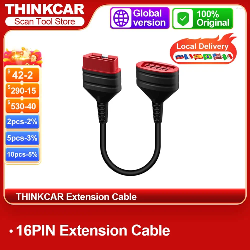 Cable de extensión 16PIN OBD2 Extensor de diagnóstico para Thinkdiag BT200 Thinkdaig Mini ThinkDriver Mucar VO7S VO6 VO8