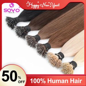 Extensies 100 strengen Nano Ringen Micro Links Extensies van echt haar Natuurlijk blond Micro Bead Loop Pre Bonded Remy Europees steil haar