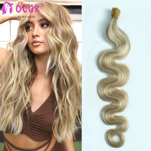 Extensions 18/60 vague de corps I Tip Extensions de cheveux cheveux humains point culminant brun moyen platine blond kératine pointe extensions de fusion de cheveux humains