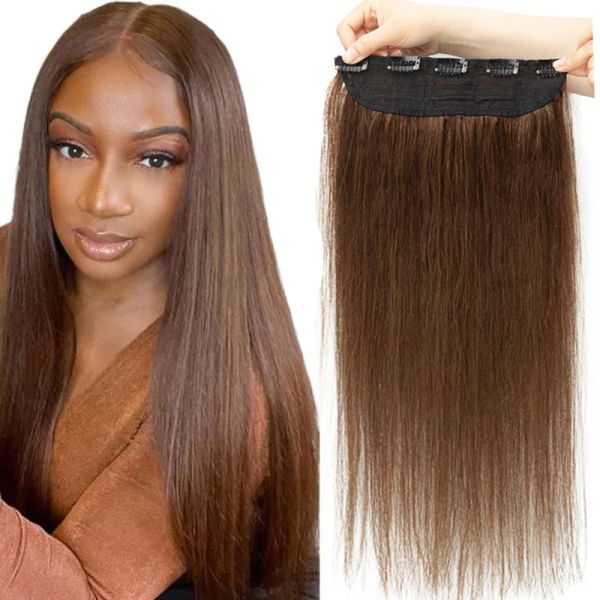 Extensions # 2 One Piece Natural Hair Extensions Clip dans les cheveux humains Clidon Ajouter un volume Brown Hair Pieces