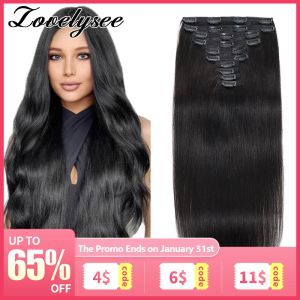 Extensiones 240 gramos Clip en extensiones de cabello Cabello humano Doble trama recta 100% Remy Central de cabello en extensiones de cabello humano ruso para mujeres