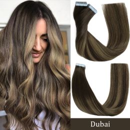 Extensions 24 pouces de ruban dans les cheveux cheveux humains extensions Blonde Balayage Hair Adhésif Extension Clair roir