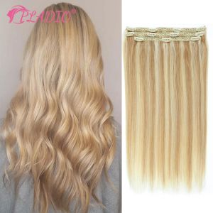 Extensies 3PCS Clip In Hair Extensions Echt haar Naadloos Onzichtbare haarextensies 14 tot 20 inch Remy Steil haar Haarstukje voor dames