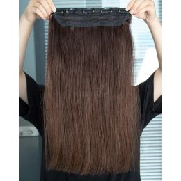 Extensions # 4 Clipt brun foncé dans les cheveux humains One Piece Natural Hair Extensions Straitement Clione Ajouter le volume de chevelues 14 18 22 pouces 60 1B