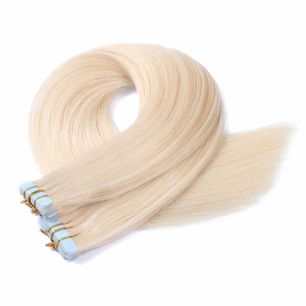 Extensiones #60 Cinta rubia en extensiones de cabello humano Machinada de cabello europeo Extensiones de cabello europeo Piel Camino 1426 pulgadas Cabello 100% real Cabello real