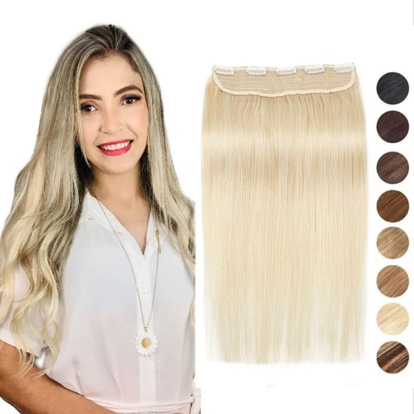 Extensions # 613 Blonde Clip En Cheveux Humains Une Pièce Droite Extensions De Cheveux Naturels 5 Clips Ajouter Du Volume ClipOn Cheveux 14 18 22 pouces Postiche