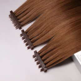 Extensions Extensions de cheveux humains 6D Extensions de cheveux cachées Installation et retrait rapides 3ème génération de cheveux humains 6D pour femmes Couleur #4