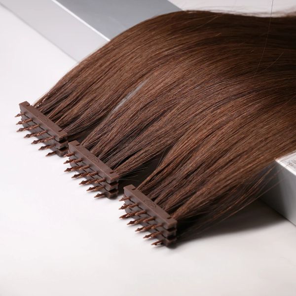 Extensions 6D3 Extensions de cheveux cachées 52g 100% vrais micro liens plume cheveux humains couleur brun foncé #2 3ème génération 6D Extensions de cheveux