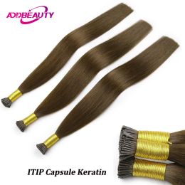 Extensiones Addbeauty Fusion Hair Extensions 0.8G/PC 50pcs Itip Natural Human Cabello Extensión de cabello grueso Cápsula de queratina Ombre