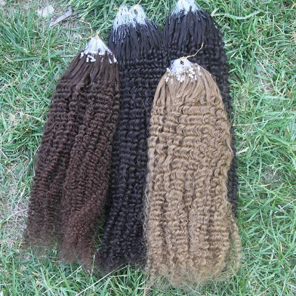 Extensions Afro Crépus Bouclés Micro Anneau Extensions de Cheveux 1 g/s Remy Couleur Naturelle #613 Blond 1230 pouces Micro Perle Boucle Extension de Cheveux Humains