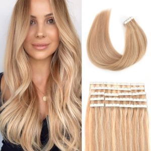 Extensions AW Mini Tape In Extensions de Cheveux Cheveux Humains NonRemy Naturel Doux Peau Trame Adhésif Cheveux 12''24'' Droite Sans Soudure Bande Ins