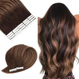 Extensions aw Straight Mini Tape in Human Hair Extensions Hupless Scarmous Scornet Waft Invisible Tape Ins Human Hair Extensions For Women Balayage