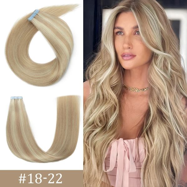 Extensions Balayage Highlight Tape Extensions de cheveux Postiche humaine naturelle Bande invisible Ins Extension de cheveux Ombre Remy Sandwich Cheveux humains