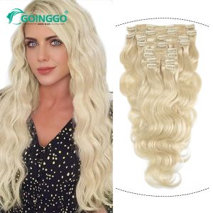 Extensiones Extensiones de cabello con clip ondulado para el cuerpo, marrón oscuro, resaltado, rubio, doble trama, extensión de cabello con clip, 160 g/juego, 10 unidades de cabeza completa