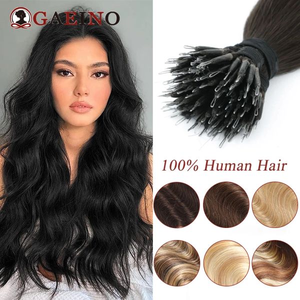 Extensiones Body Wave Nano Ring Extensiones de cabello 1B# Natural Black Microlinks Extensiones de cabello 100% cabello humano Micro Bead Pre Bonded 1226 pulgadas