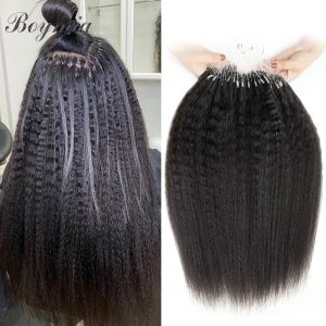 Extensions Boymia Micro boucle Extensions de cheveux crépus droites 12 