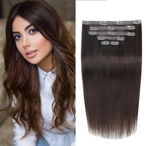 Extensions Clip dans les extensions de cheveux cheveux humains pleine tête pince droite brésilienne en postiche naturelle pince en cheveux Remy 1422 pouces pour les femmes