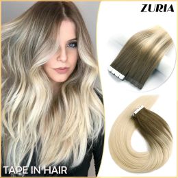 Extensions Extensions Extensions Zuria Right Hair Mini Tape in Human Hair Extensions Invisible Skin Waft Adhesive 16/16/20 "100% naturel R