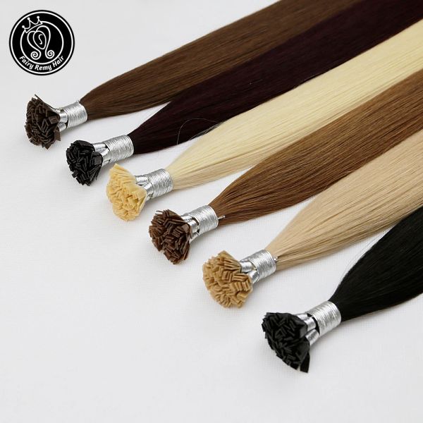 Extensions Fairy Remy Cheveux 0,8 g / s 16 18 pouces Real Remy Flat Clail Extension Human Extension Silky Silky Straitement pré-collé Kératine Fusion Hair