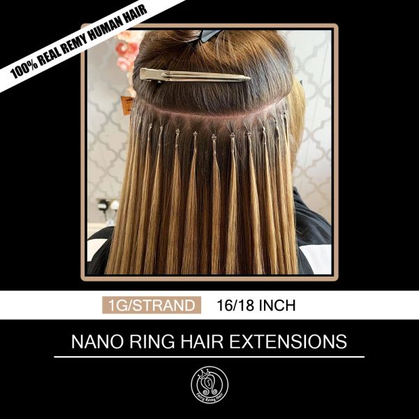 Extensions Fairy Remy Hair 1 g/s 1618 pouces Remy Nano Tip Extensions de cheveux couleur marron kératine droite européenne Micro perles cheveux 50 pièces