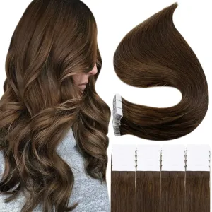 Extensions Fll Shine Tape dans les Extensions de cheveux Remy cheveux humains brun le plus foncé 12 pouces 24 pouces 100% cheveux humains Remy Invisible Straightu