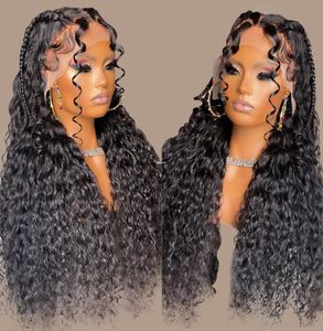 Extensions pour partie noire Transparent bouclés perruque frontale profonde péruvienne vague d'eau lâche dentelle avant perruques de cheveux humains 2227702