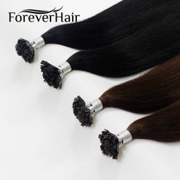 Extensions Forever Hair 0,8 g / s 16 "18" 20 "100% REMY HUMAN Pré-lié Plat Tip Extension Capsules droites Kératine Fusion Hair 40g / Pac