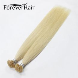 Extensions FOREVER HAIR 1 g/s 16" 18" 20" 100% Remy Human Pre Bonded Flat Tip Haarverlenging Rechte Capsules Keratine Fusion Haar 50 g/pak