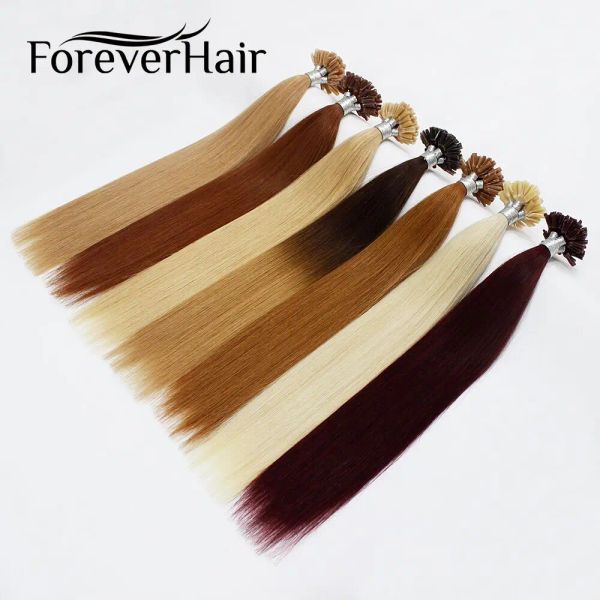 Extensiones FOREVER HAIR U/ITip Nano Ring Extensiones de cabello humano Remy Color T Sedoso Recto Salón Profesional Fusión Estilo de cabello colorido