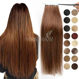 Extensions Volledige kop 40 -stcs Tape in Hair Extensions Machine gemaakt Remy Human Hair Extensions Bruine Blond 1224inch Dikke uiteinden tape op haar