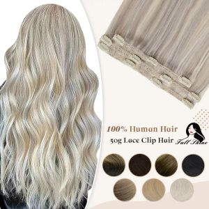 Extensions Full Shine 50 grammes Clip dans les extensions de cheveux Heuvrages Human Hair Ombre Color 3pcs Human Hair Clip en extensions pour les femmes