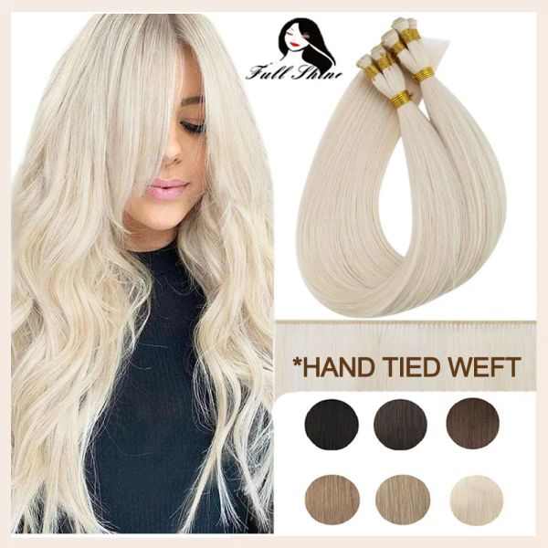 Extensions Full Shine Hair Bundles 10A Trame attachée à la main 100% Cheveux humains vierges Coudre dans la trame de cheveux Fait à la main Soyeux Droit Invisible Brésilien