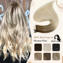 Extensions Bande ombrée pleine brillance dans les extensions de cheveux naturels cheveux humains couleur blonde 100% cheveux humains Remy colle de trame de peau sans couture sur les cheveux