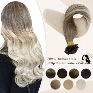 Extensions Full Shine U Tip Hair Extensions Fusion Hair Balayage Color 4050g Kératine Glue Perles