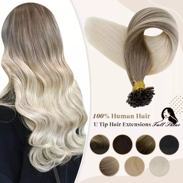 Extensions Full Shine U Tip Extensions de cheveux Fusion cheveux Balayage couleur 4050g kératine colle perles pré-collées Extensions de cheveux humains