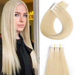 Extensions Extensions de cheveux cheveux humains 1626 pouces blond #613 ruban adhésif dans les extensions de cheveux droites ruban réel dans les extensions de cheveux pour femme