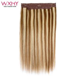 Extensies Halo Hair Extensions Echt haar 1224 inch Onzichtbare vislijn Clip in één stuk 80 g/100 g/120 g/stks Recht Remy menselijk haar