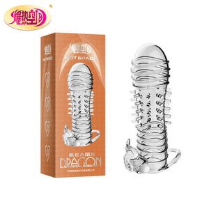 Extensions Hot Space Dragon Series Heren Crystal Wolf Tands Set Vibration Penis Dekken seksuele volwassen producten 630Z