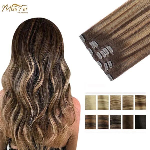 Extensions Pince humaine dans les Extensions de cheveux droites Remy cheveux naturel noir brun clair miel Ombre Extensions de cheveux avec Clips 75g85g