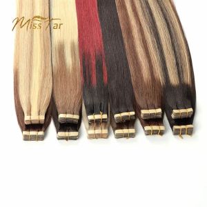 Extensions Human Tape In Hair Extensions Remy Onzichtbare haarverlenging Recht Naadloze huidinslag Zelfklevende lijm voor salon Hoge kwaliteit 50G