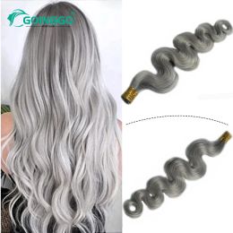 Extensions I Tip Hair Extensions Body Wave Human Fusion Haarverlenging 100 Strengen Keratine Capsule Grijs Natuurlijk Zwart Bruin Kleur 1226 Inch