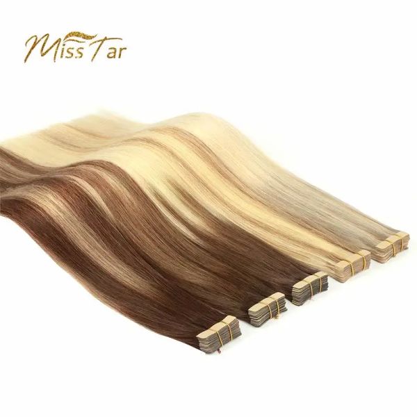 Extensions ruban invisible dans les cheveux humains Extensions Blonde Real Real Remy Human Hair Waft Adhesive Glue on for Salon High Quality 20pcs 50g