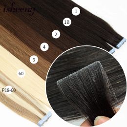 Extensions Isheeny 12 "16" 20 "PU Skin Waft Tape Hair Extensions 10pcs Tapis invisible dans les cheveux Extensions Straite Machine Remy Human