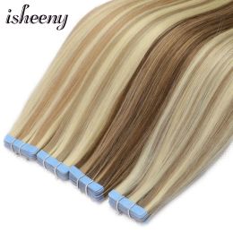 Extensions Isheeny 2,5g Human Hair Tape Tape Extensions 14 "18" 22 "Real Remy in Piano Color Skin Trade Invisible Ruban Hair 20pcs