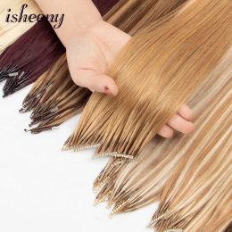 Extensions IsEeny 8d Human Hair Extensions Blonde 12 "16" 20 "Nano Ring Link Extensions 0.6G/S Machine Remy Human Microlink Beads Hair