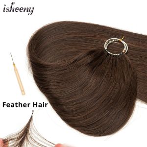 Extensions Isheeny Brown Feather Cheveux humains 16 