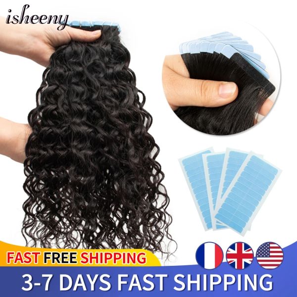 Extensions Isheeny Water Curly Wave Tape in Extensions de cheveux humains Remy Curl Wet et Wavy Hair Bundles 12