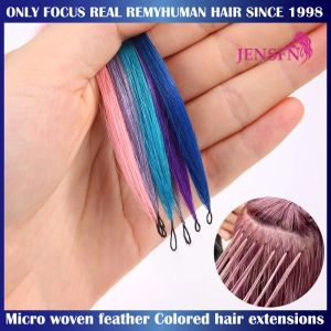 Extensions Jensfn Micro Feather Nouvelles extensions de cheveux humains Trime à main droite Trime de 20 pouces 0,8 g / Strand Couleur de coiffure Salon